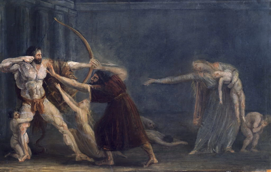 Ercole che scaglia frecce contro i figli di Antonio